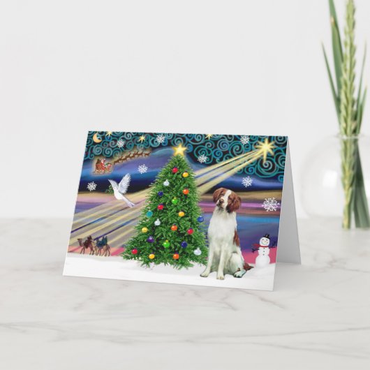Christmas Magic Brittany Spaniel Feestdagen Kaart (Voorkant)