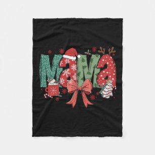 Christmas Mama Coquette Bow Mama Claus Christmas T Fleece Deken
