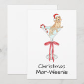 Christmas Mar-Weenie Teckel Hond Waterverf Feestdagenkaart (Voorkant / Achterkant)