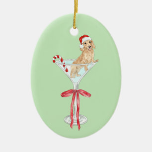 Christmas Mar-Weenie Teckel Hond Waterverf Keramisch Ornament
