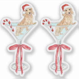 Christmas Mar-Weenie Teckel Hond Waterverf Sticker