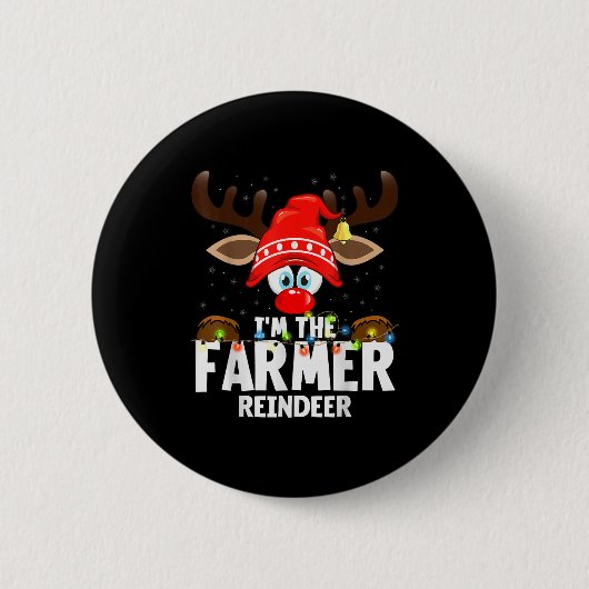 Christmas Matching I'm The Farmer Reindeer Ronde Button 5,7 Cm (Voorkant)