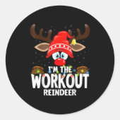 Christmas Matching I'm The Workout Reindeer  Ronde Sticker (Voorkant)