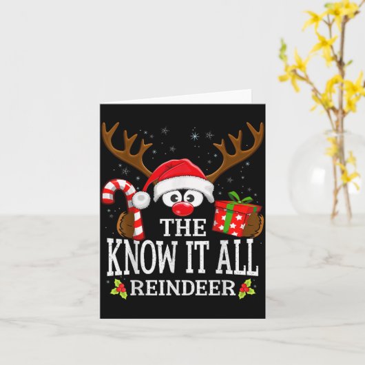 Christmas Matching The Know It All Reindeer Family Kaart (Gele Bloem)
