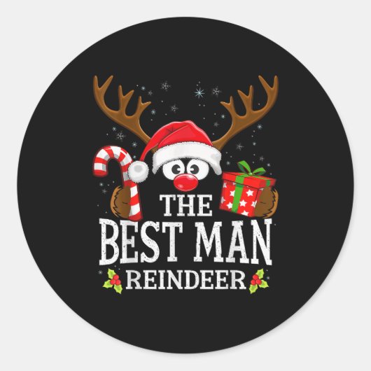 Christmas Matching The Man Reindeer Family  Ronde Sticker (Voorkant)