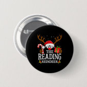Christmas Matching The Reading Reindeer Family Ronde Button 5,7 Cm (Voorkant /achterkant)