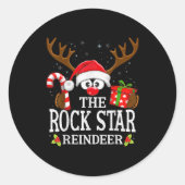 Christmas Matching The Rock Star Reindeer Family  Ronde Sticker (Voorkant)