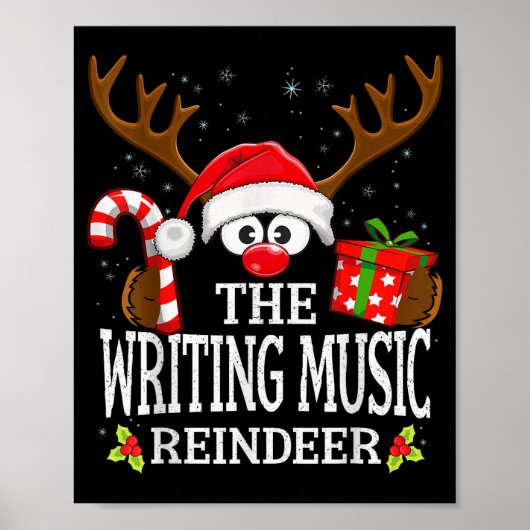 Christmas Matching The Writing Music Reindeer Fami Poster (Voorkant)