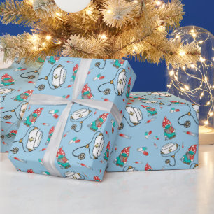 Christmas Medical Gnome Pattern Cadeaupapier