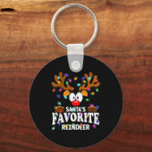 Christmas Men Women Santa's Favorite Reindeer Sleutelhanger (Voorkant)