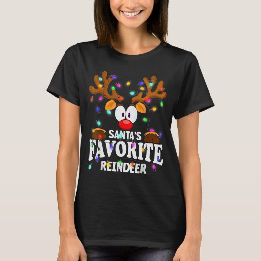 Christmas Men Women Santa's Favorite Reindeer T-shirt (Voorkant)