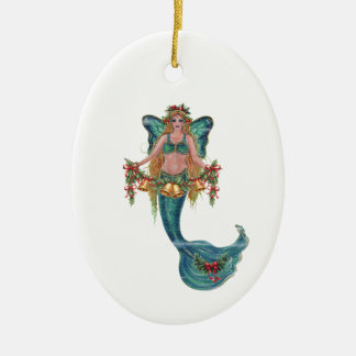Christmas mermaid  by Renee Lavoie Keramisch Ornament