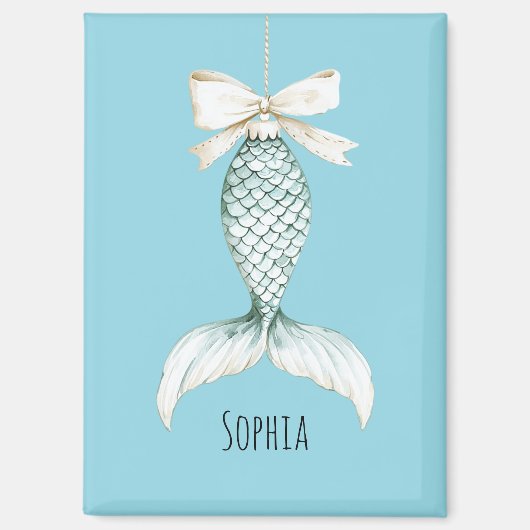 Christmas Mermaid Cream Bow Magneet (Voorkant)