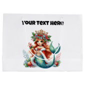 Christmas Mermaid Gift Bag – Bewerkbare tekst Groot Cadeauzakje (Achterkant)