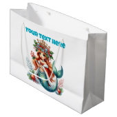 Christmas Mermaid Gift Bag – Bewerkbare tekst Groot Cadeauzakje (Voorkant Gekanteld)