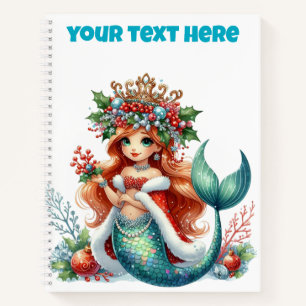 Christmas Mermaid Spiral Notitieboek – Bewerkbare