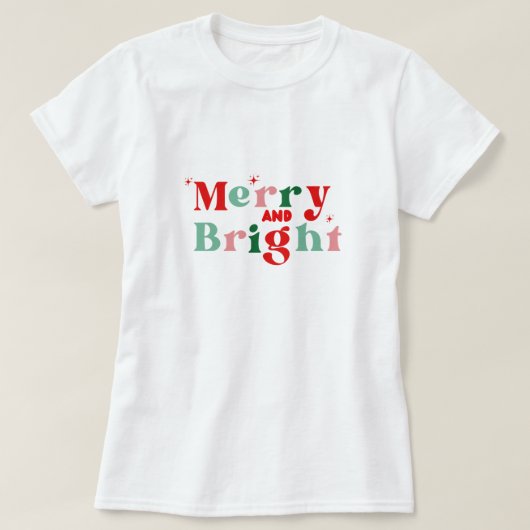 christmas merry and bright pink red modern T-shirt (Design devant)