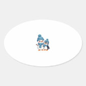 Christmas Merry Christmas For Gift Penguin Snowman Ovale Sticker (Voorkant)