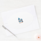 Christmas Merry Christmas For Gift Penguin Snowman Ovale Sticker (Envelop)