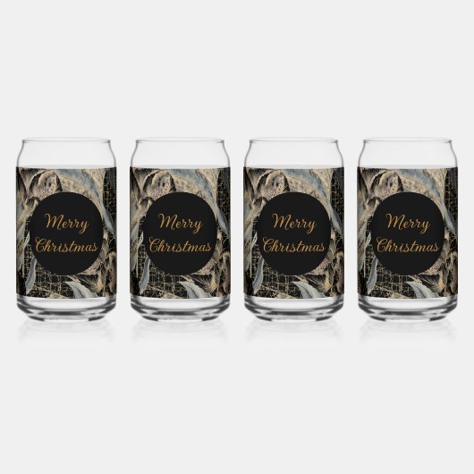 Christmas, Merry Christmas,Gold Blue Flowers Art (Recto)