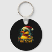 Christmas Merry Duckmas Funny Quackmas Pajama Duck Sleutelhanger (Voorkant)