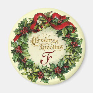 CHRISTMAS MET MISTLETOES EN HOLLY BERRIES MAGNEET