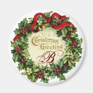 CHRISTMAS MET MISTLETOES EN HOLLY BERRIES MAGNEET