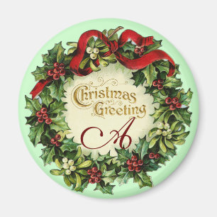 CHRISTMAS MET MISTLETOES EN HOLLY BERRIES MAGNEET