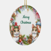 Christmas Mice and Mushrooms Whimsical  Keramisch Ornament (Rechts)