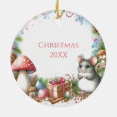 Christmas Mice and Mushrooms Whimsical  Keramisch Ornament (Achterkant)
