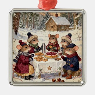 Christmas Mice Family Metalen Ornament