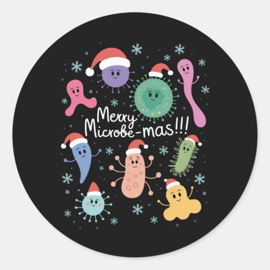 Christmas Microbiology Science Teacher Microbe Ronde Sticker (Voorkant)