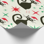 Christmas Mid Century Retro Atomic Cats  Cadeaupapier (Hoek)