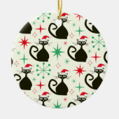 Christmas Mid Century Retro Atomic Cats  Keramisch Ornament (Voorkant)