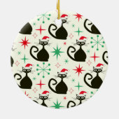 Christmas Mid Century Retro Atomic Cats  Keramisch Ornament (Achterkant)