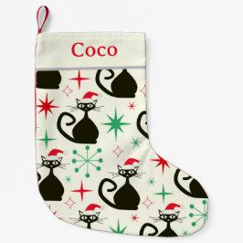 Christmas Mid Century Retro Atomic Cats Name  Kleine Kerstsok