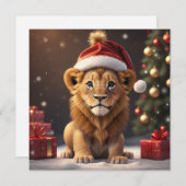 Christmas mignon lion Carte de vacances (Devant / Derrière)