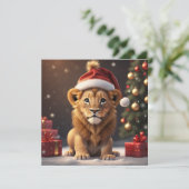 Christmas mignon lion Carte de vacances (Debout devant)