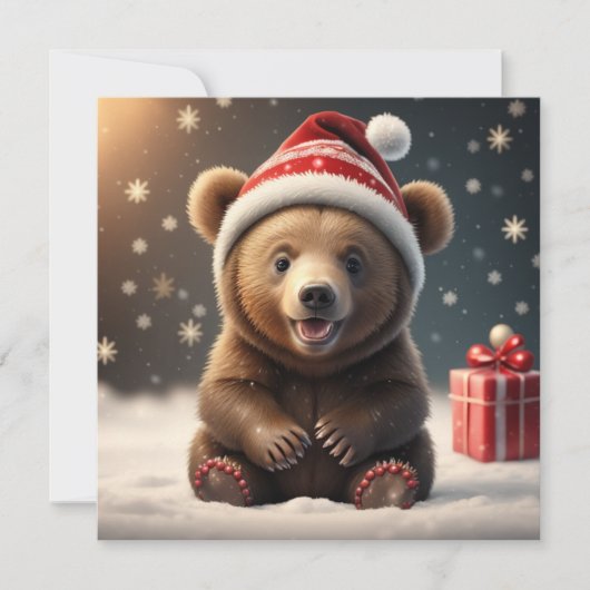 Christmas mignon ours Carte de vacances (Devant)
