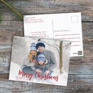 Christmas Minimalist Simple Calligraphy 1 Foto Feestdagenkaart