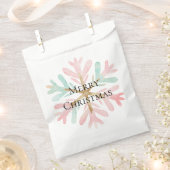 Christmas Mint Roze Sneeuwvlokken op Wit Bedankzakje (Geknipt)
