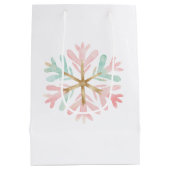 Christmas Mint Roze Witte Sneeuwvlok Medium Cadeauzakje (Achterkant)