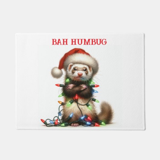 Christmas Mischief Ferret verward Deurmat (Voorkant)