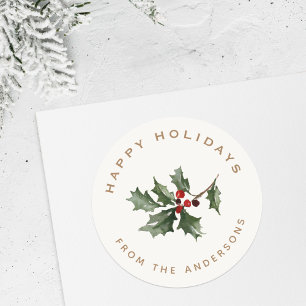 Christmas Mistletoe Familienaam Gift Ronde Sticker