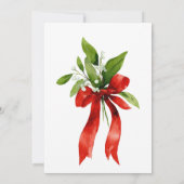 Christmas Mistletoe Red Bow Miss to Mrs Bridal Kaart (Achterkant)