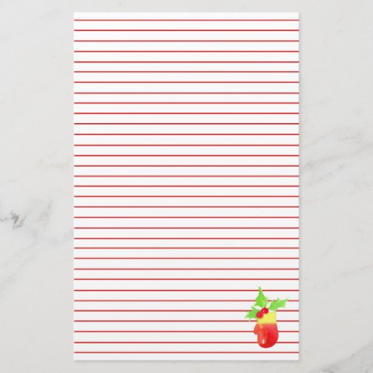 Christmas Mitten Holly Red Lined Briefpapier (Voorkant)