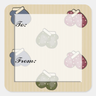 Christmas Mittens Gift Label Sticker