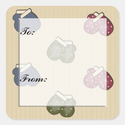 Christmas Mittens Gift Label Sticker (Voorkant)