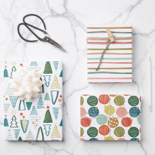 Christmas Mix Watercolor Wrapping Paper Sheets (Voorkant)