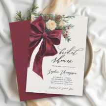 Christmas Modern Burgundy Bow Bridal Shower